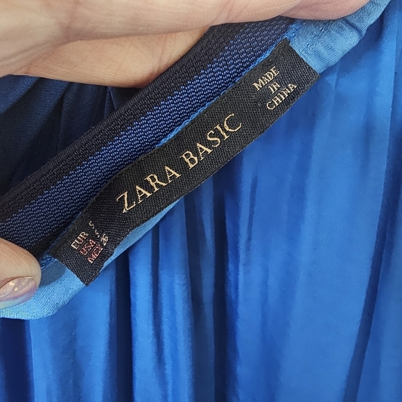 Zara Basic Maxi Skirt Womens Small Lighweight Fairy Flowy Peacock Blue Travel - Picture 5 of 9
